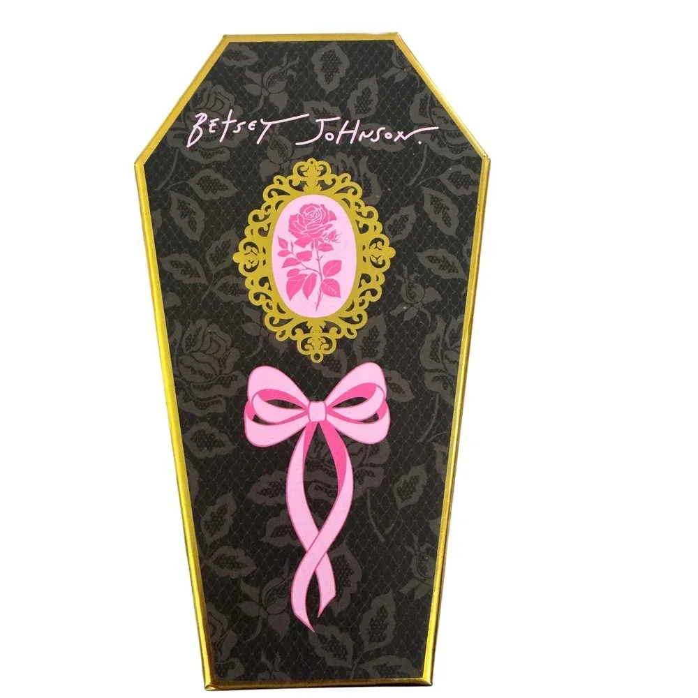 Betsey Johnson Halloween Black Cat Crescent Moon Bag Charm Keychain Coffin Box